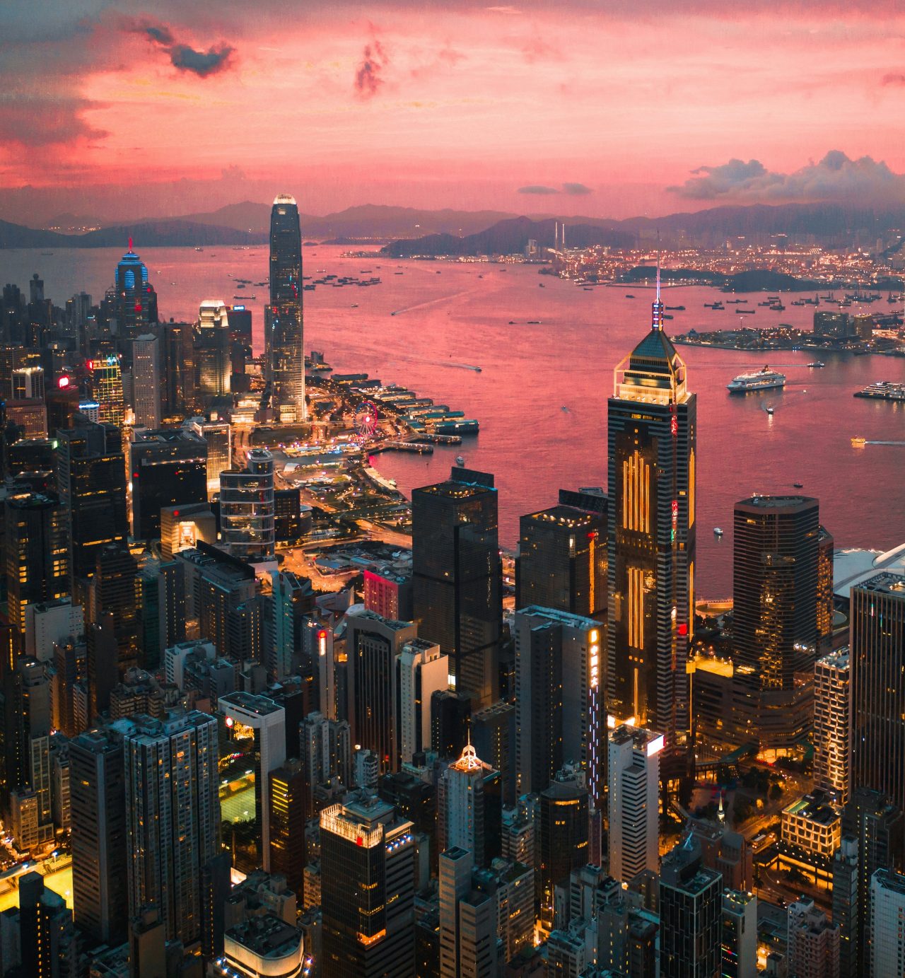 Image of a city skyline at sunset